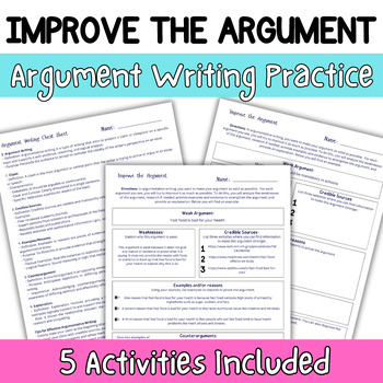 Preview of Improve the Argument- Middle School Argument Writing- 6th, 7th, 8th Grade