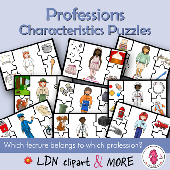 Preview of Improve visual recognition skills with PROFESSIONS puzzles, print, cut and play