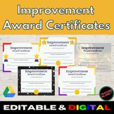 Improvement Award Certificates | Editable & Digital
