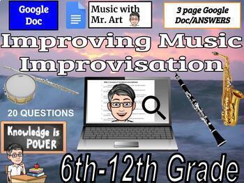 Preview of Improving Music Improvisation 27 True/False quiz questions, 6-12th grade,Answers
