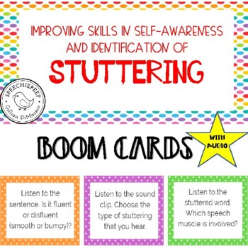 Preview of Improving Skills in Self-Awareness & Identification of Stuttering BOOM CARDS