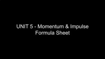 Preview of Impulse and Momentum Formula Sheet