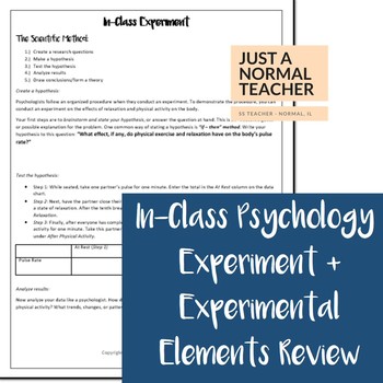 Preview of In-Class Psychology Experiment + Elements Review