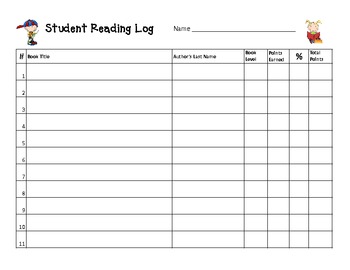 Preview of In-Class, Student Reading Log