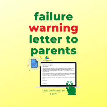 Preview of In Danger of Failing Warning Email to Parents (Google Docs-friendly) All Grades