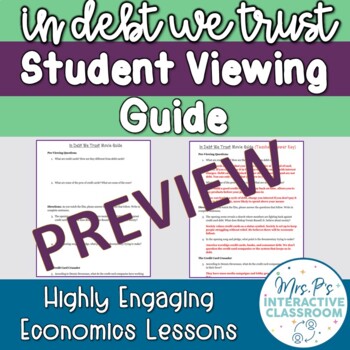 Preview of In Debt We Trust Student Viewing Guide Credit Cards & Lending- Distance Learning