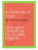 In Defense of Food by Michael Pollan Reading Guide