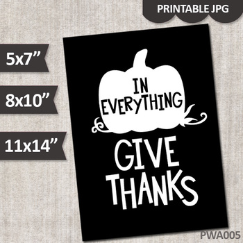 Preview of In Everything Give Thanks / black and white minimalist printable wall art poster