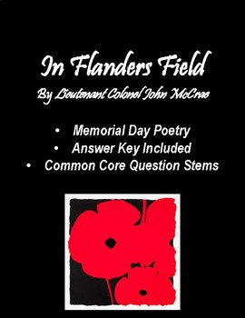 Preview of In Flanders Fields - Memorial Day Poetry Comprehension - Middle/High School