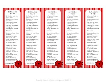 In Flanders Fields: Remembrance Day Bookmarks by Lifelong Learning