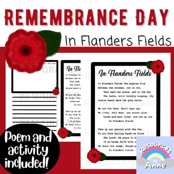 Preview of In Flanders Fields Remembrance Day Poem and Activity