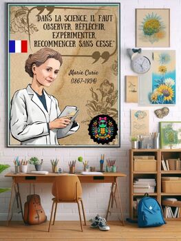 Preview of In French. Marie Curie Quote: Educational Poster "Dans la science, il faut ....