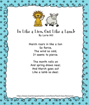 In Like a Lion March Weather Recording Activity - Teach Easy Resources