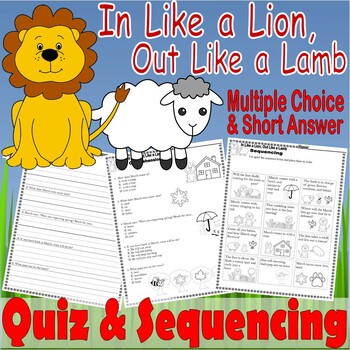 Preview of In Like a Lion, Out Like a Lamb Spring Reading Quiz Tests & Story Sequencing