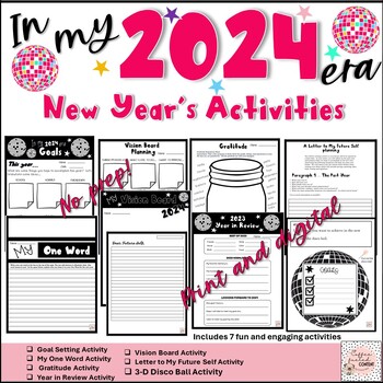 Preview of In My 2024 Era - New Year's Resolution and Goal Setting Activities