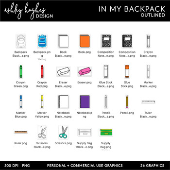 Backpack clipart outline, Backpack