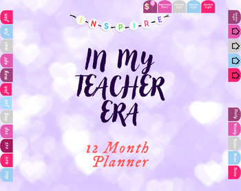 Preview of In My Teacher Era Digital/Printable Undated 12 Month Planner