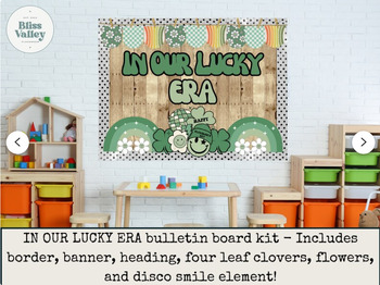 Preview of In Our Lucky Era Retro St. Patrick's Day Bulletin Board Kit | Door Decoration