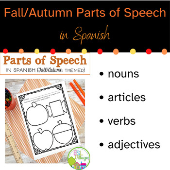 Preview of Fall Autumn Parts of Speech Pack in Spanish