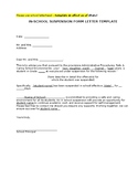 In-School Suspension Form Letter Template (editable &fillable form)