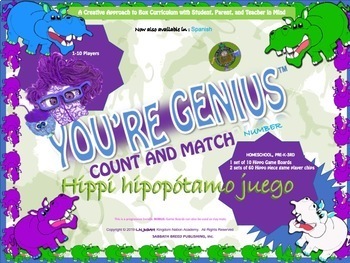 Preview of In Spanish, In-color learning, counting, matching, and reading Hippi Hippo Game