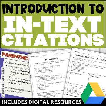 Preview of In-Text Citations - MLA Format Slideshow Lesson, Examples, Worksheets - MLA 9