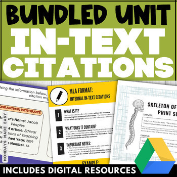 Preview of In-Text Citations Unit - Citing Text Evidence Lesson and Worksheets - MLA Format