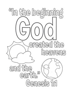 In The Beginning - Genesis 1:1 Coloring by MrFitz | TPT