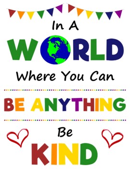 Be Kind Poster School Counseling by Nurse Amanda | TPT