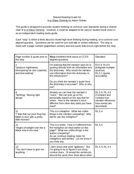 Preview of In a Glass Grimmly Teaching Guide