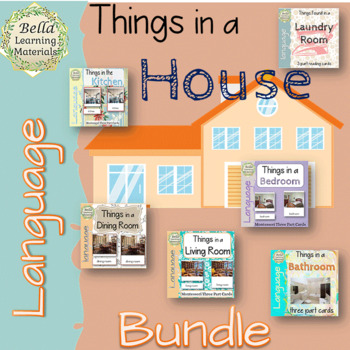 Preview of In a House Montessori 3 Part Cards PRINT BUNDLE