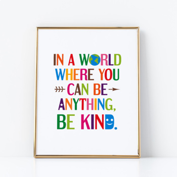 In a world where you can be anything, be kind. Printable inspirational ...