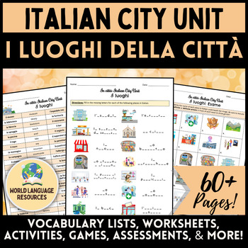 Preview of In città: Italian City Unit - Places Vocabulary Activities - I luoghi / posti