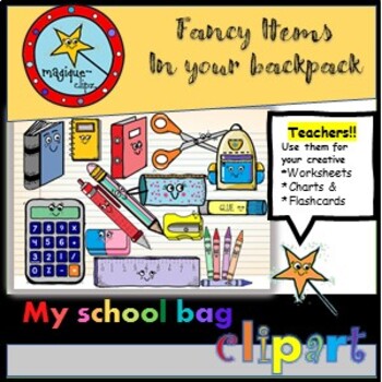 Preview of In my School bag - School Supply Clip Art for Back to School Resources