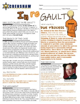 Preview of In re Gault Juvenile Case - Criminal Justice Worksheet and Answer Key