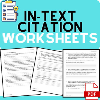 Preview of In-Text Citations Worksheets and Activities - MLA 8- How to Write Citations