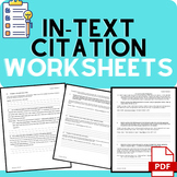 In-Text Citations Worksheets and Activities - MLA 8- How t