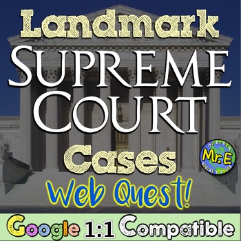 Preview of Supreme Court Cases Web Quest Activity: Students investigate 6 landmark cases!