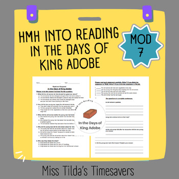 Preview of In the Days of King Adobe - Grade 4 HMH into Reading