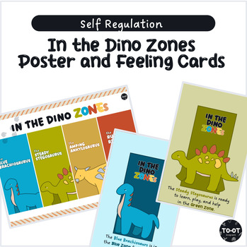 Preview of FREE In the Dino Zones Poster and Feeling Cards | Self Regulation, Zones