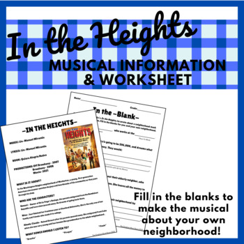 Preview of In the Heights- Musical Information and Worksheet