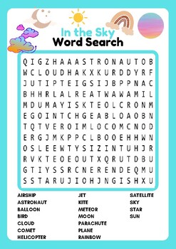 Preview of In the Sky Word Search Puzzle For Kids