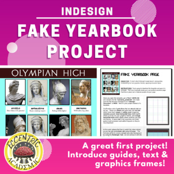 Preview of InDesign - Fake Yearbook Page with Written and Video Tutorials