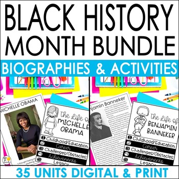 Preview of Black History Month Bundle - Activities, Biographies & Graphic Organizers