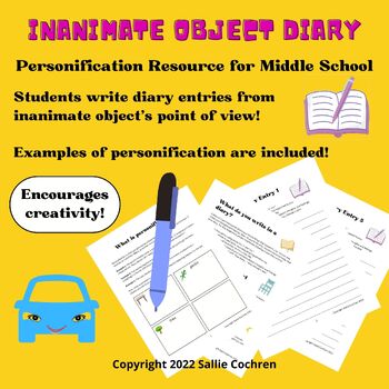 Preview of Inanimate Object Diary: Personification Resource for Middle School