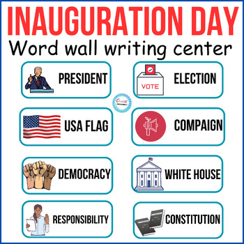 Preview of Inauguration day word wall writing center, inaugation day vocabulary cards,craft