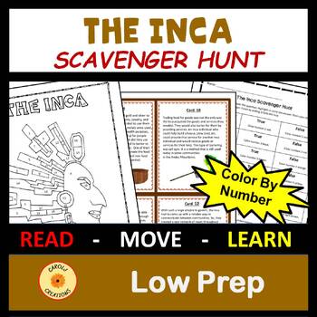 Preview of Inca Civilization Activity Scavenger Hunt with Color By Code and Easel Options