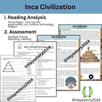 Preview of Inca Civilization - Reading Analysis + Assessment