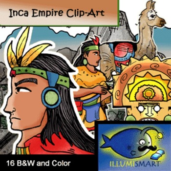 Preview of Inca Empire Clip-Art: 16 Pieces BW and Color