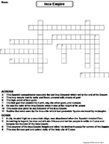 Inca Empire Worksheet/ Crossword Puzzle (Civilizations of 